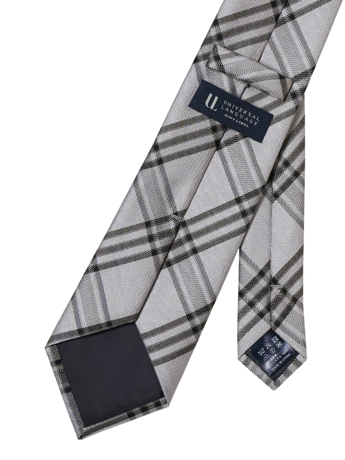 ネクタイ／ポリエステル／チェック ライトグレー 0