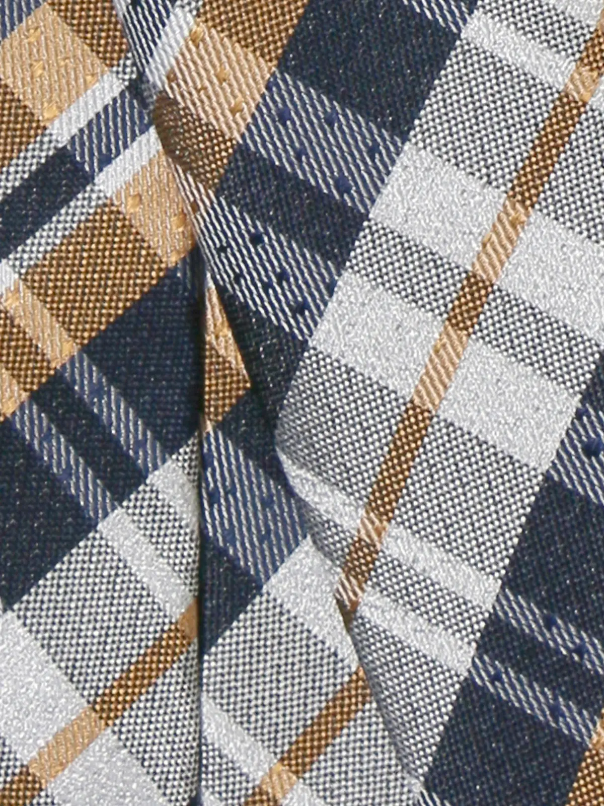 ネクタイ／シルクポリエステル／チェック ブルー 0