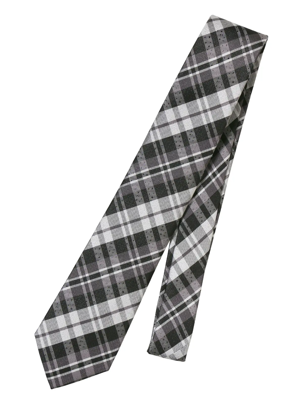 ネクタイ／シルクポリエステル／チェック グレー 0
