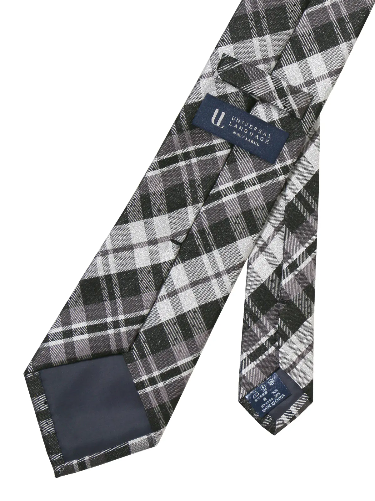 ネクタイ／シルクポリエステル／チェック グレー 0