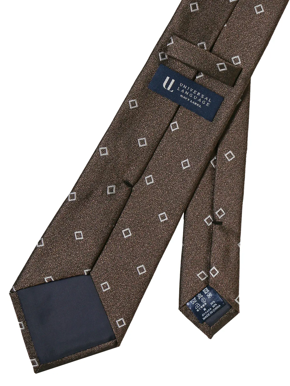 ネクタイ／シルクポリエステル／小紋 ブラウン 0