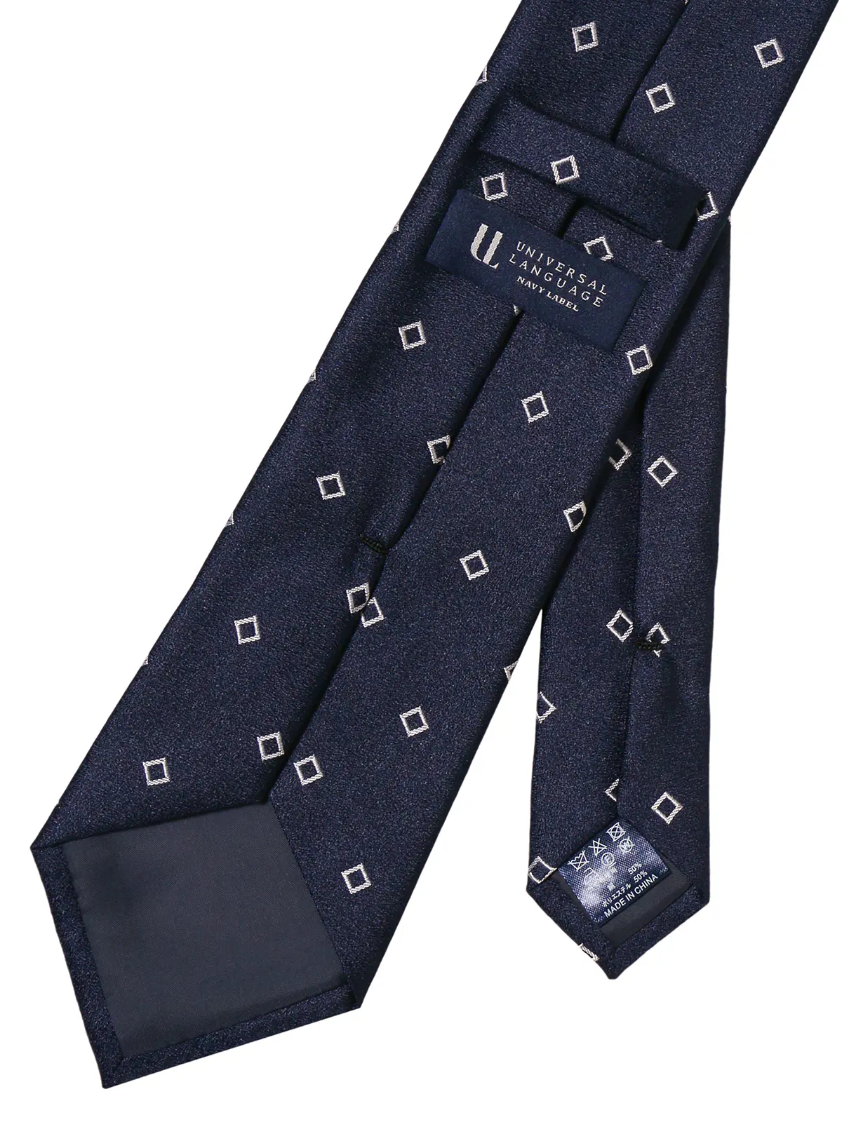 ネクタイ／シルクポリエステル／小紋 ネイビー 0