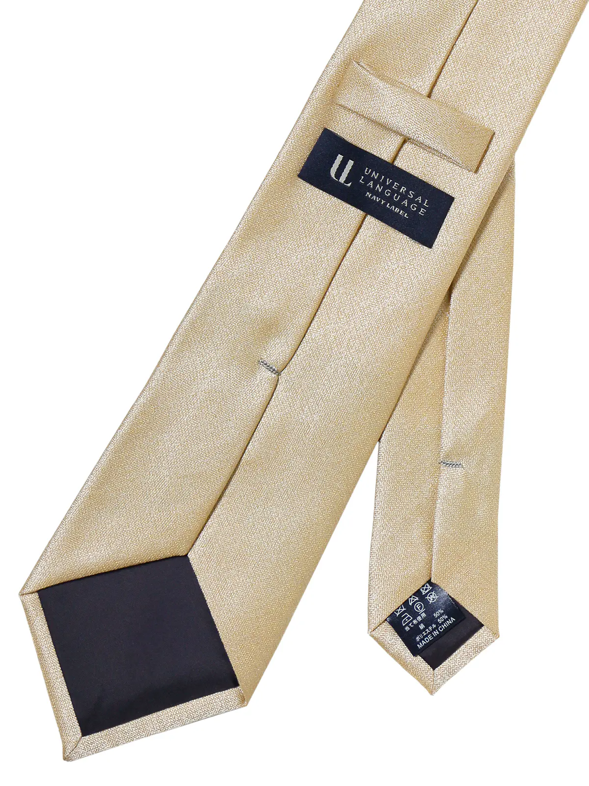 ネクタイ／シルクポリエステル／無地 イエロー 0