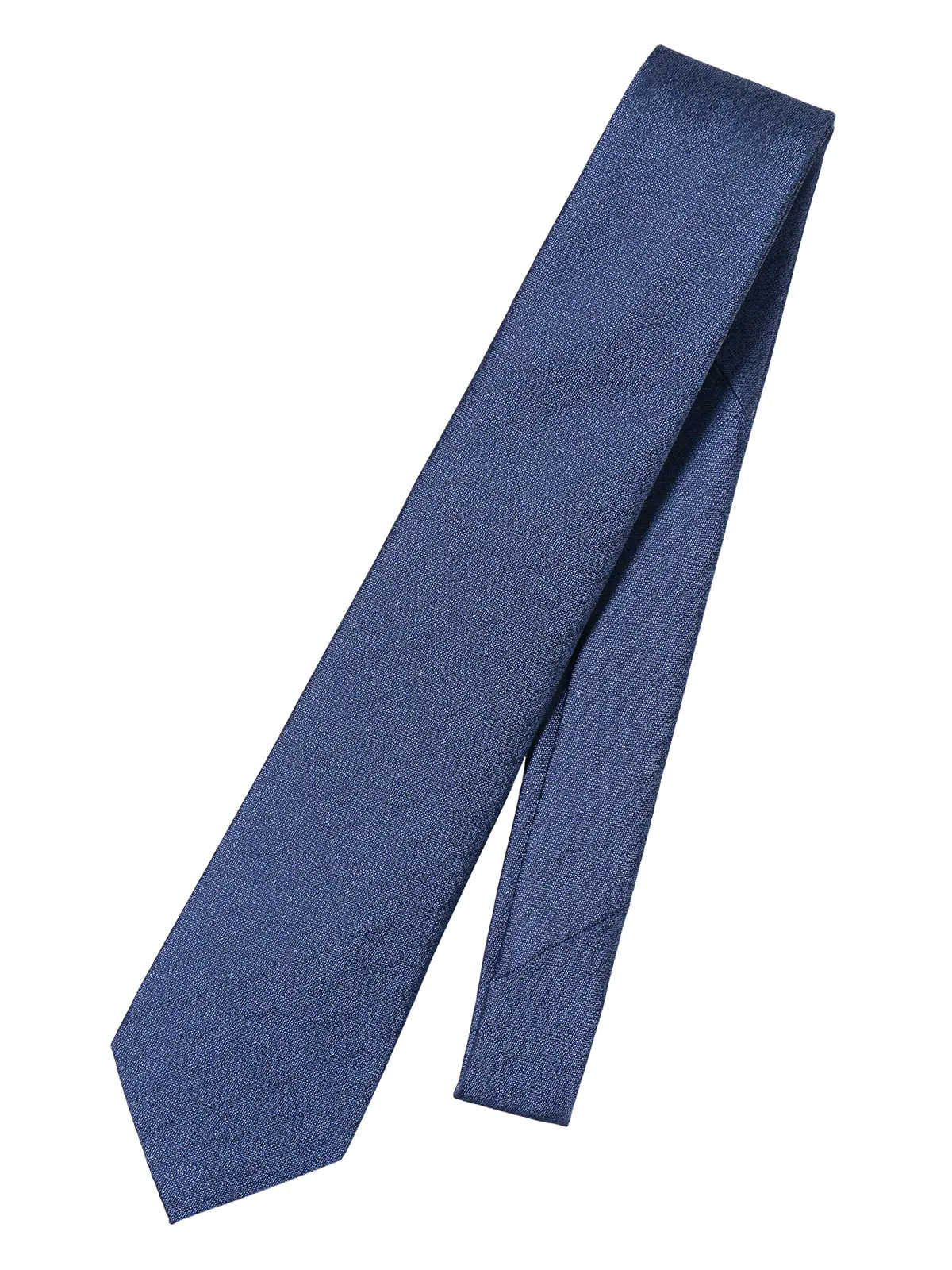 ネクタイ／シルクポリエステル／無地 ブルー 0