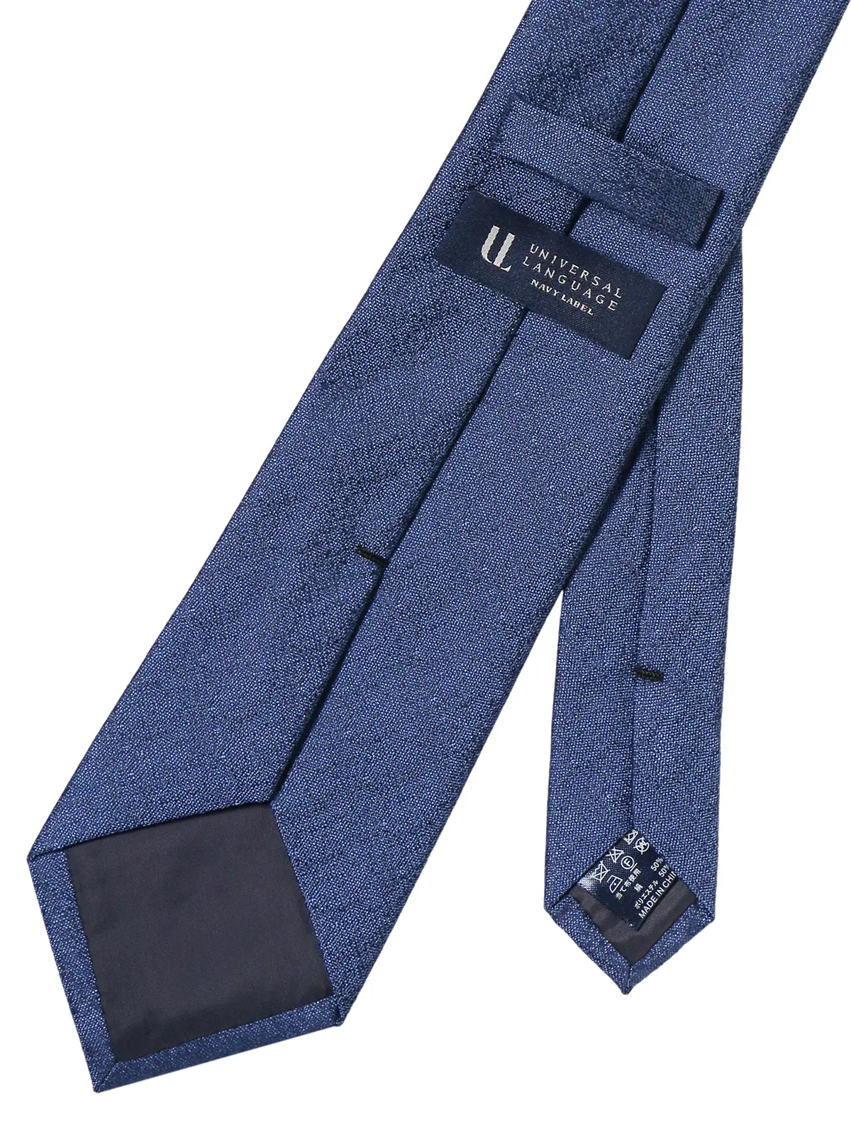 ネクタイ／シルクポリエステル／無地 ブルー 0