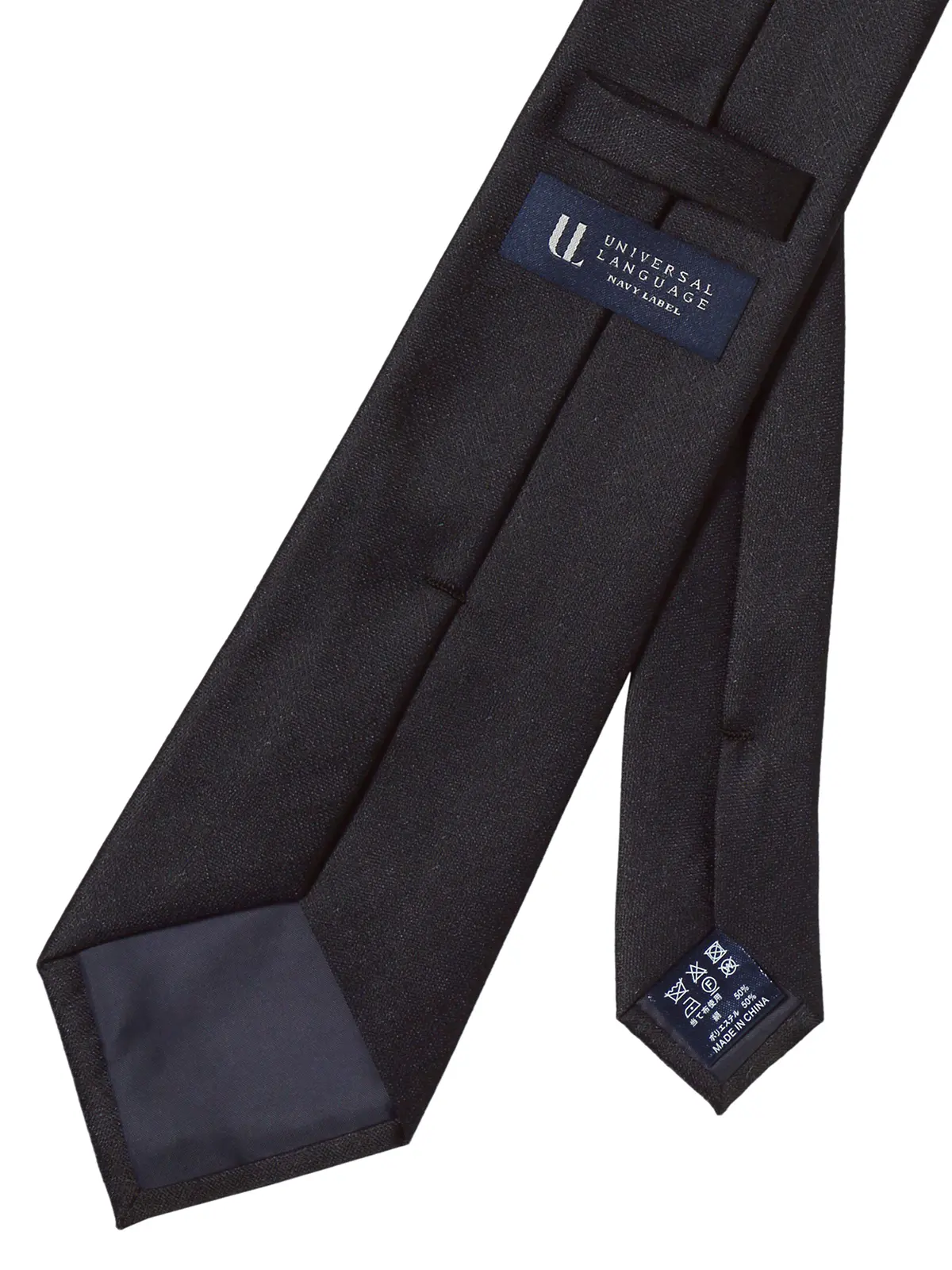 ネクタイ／シルクポリエステル／無地 ネイビー 0