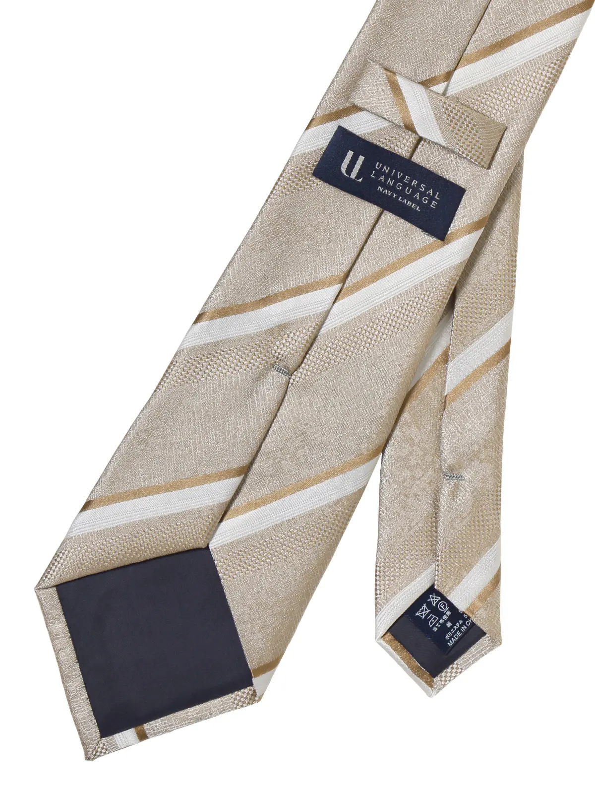 ネクタイ/シルクポリエステル/ストライプ ベージュ 0