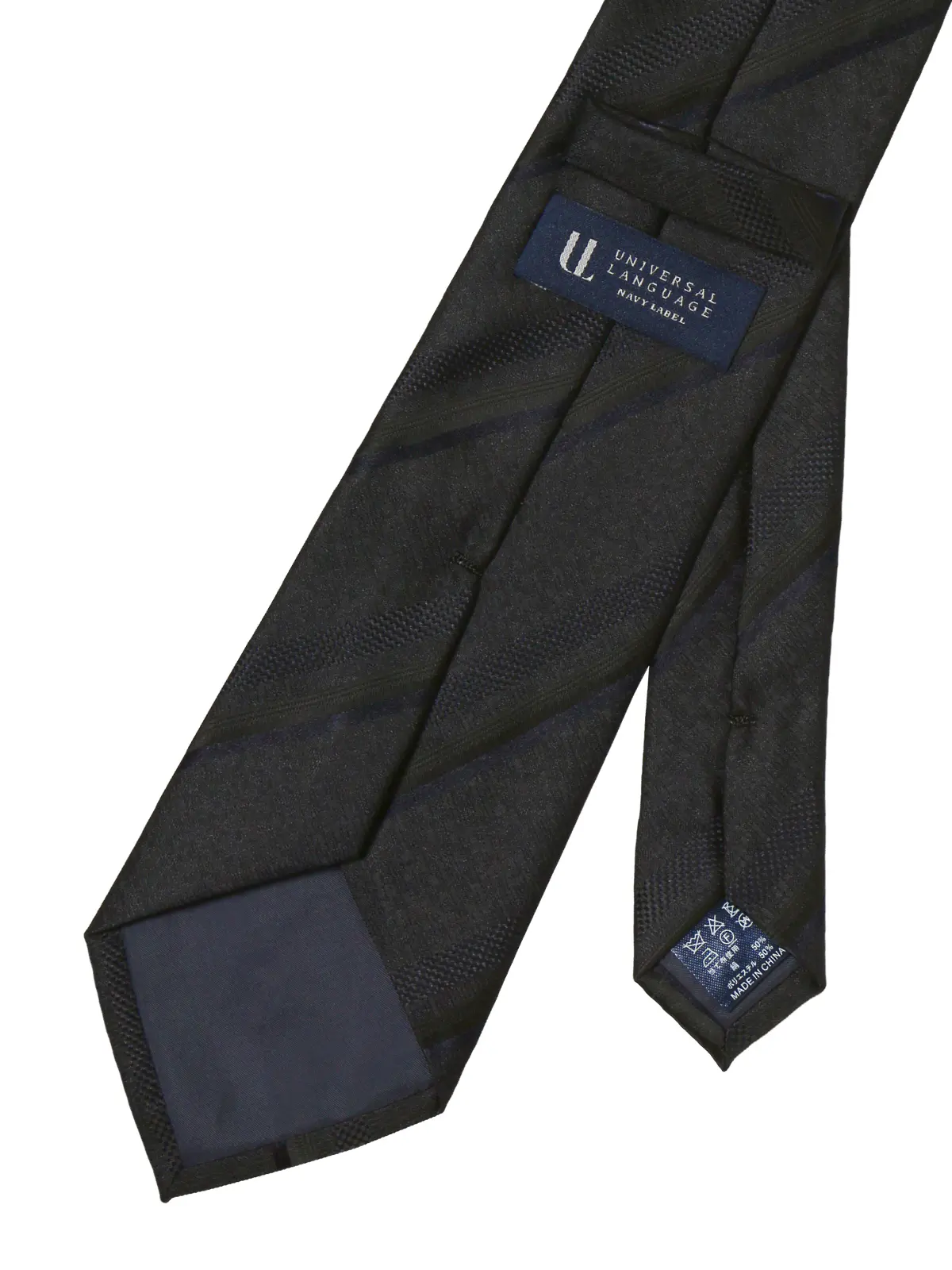 ネクタイ／シルクポリエステル／ストライプ ネイビー 0