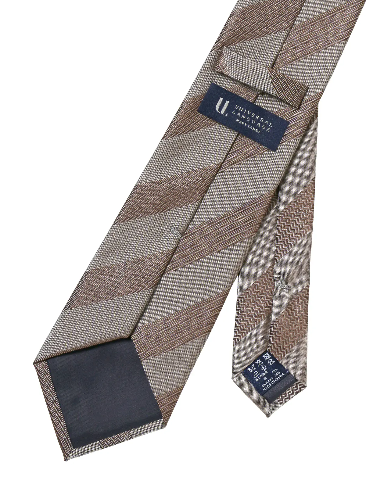 ネクタイ/シルクポリエステル/ストライプ ベージュ 0