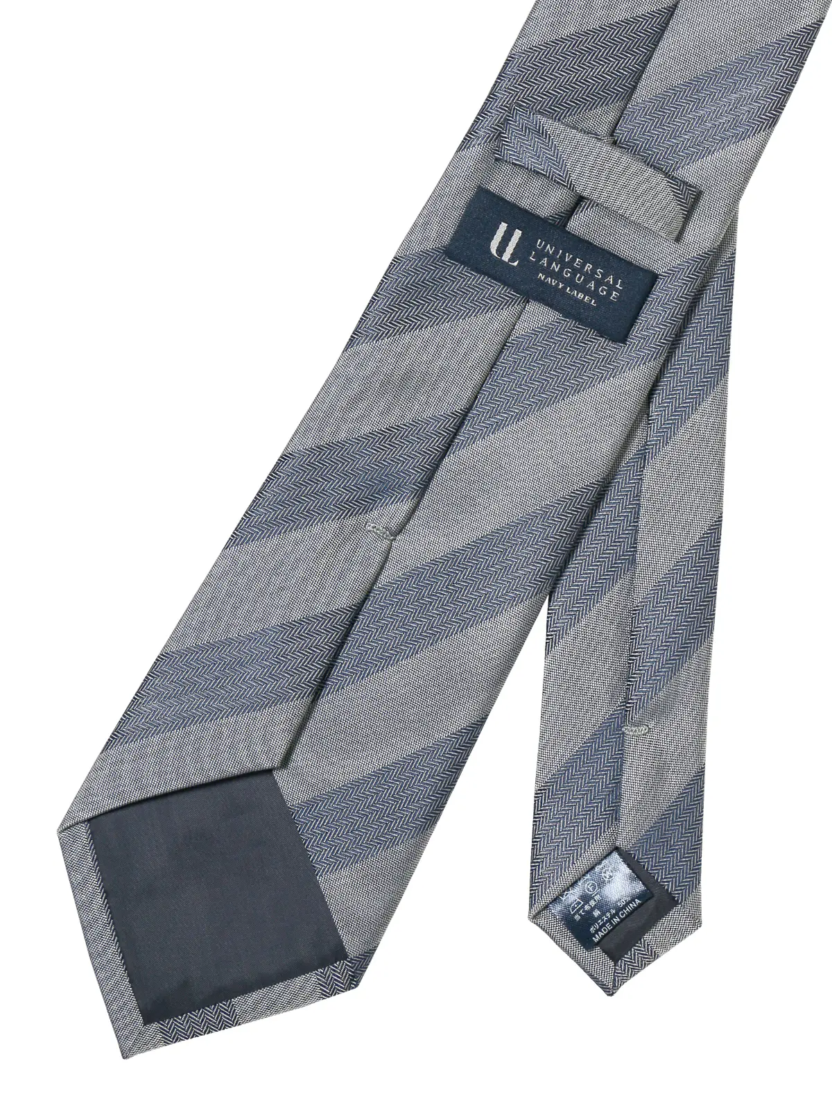 ネクタイ／シルクポリエステル／ストライプ サックス 0