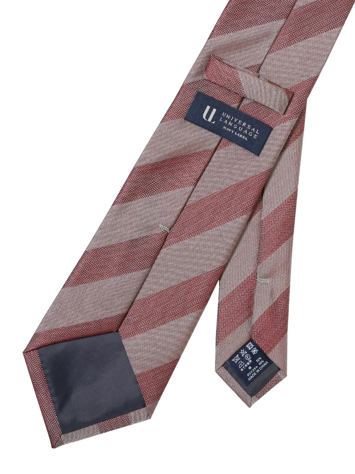 ネクタイ/シルクポリエステル/ストライプ レッド 0