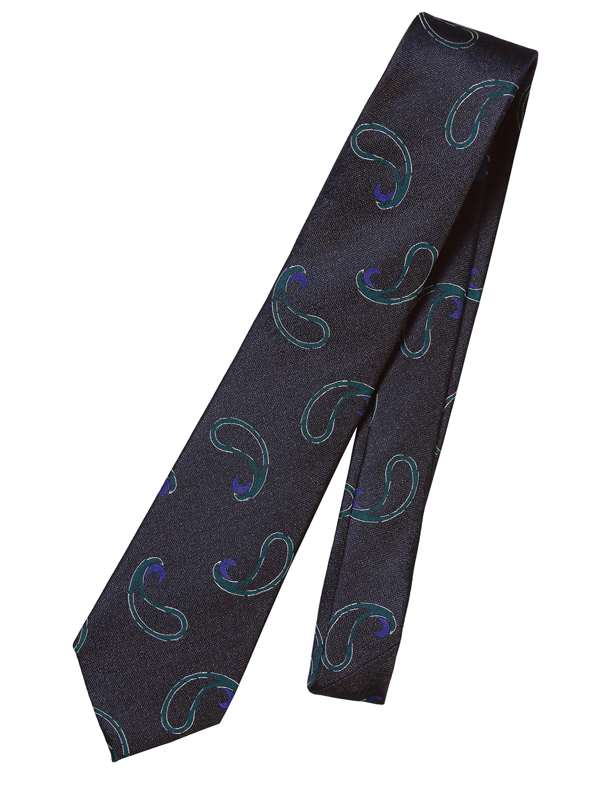 ネクタイ／シルクポリエステル／ペイズリー グレー 0