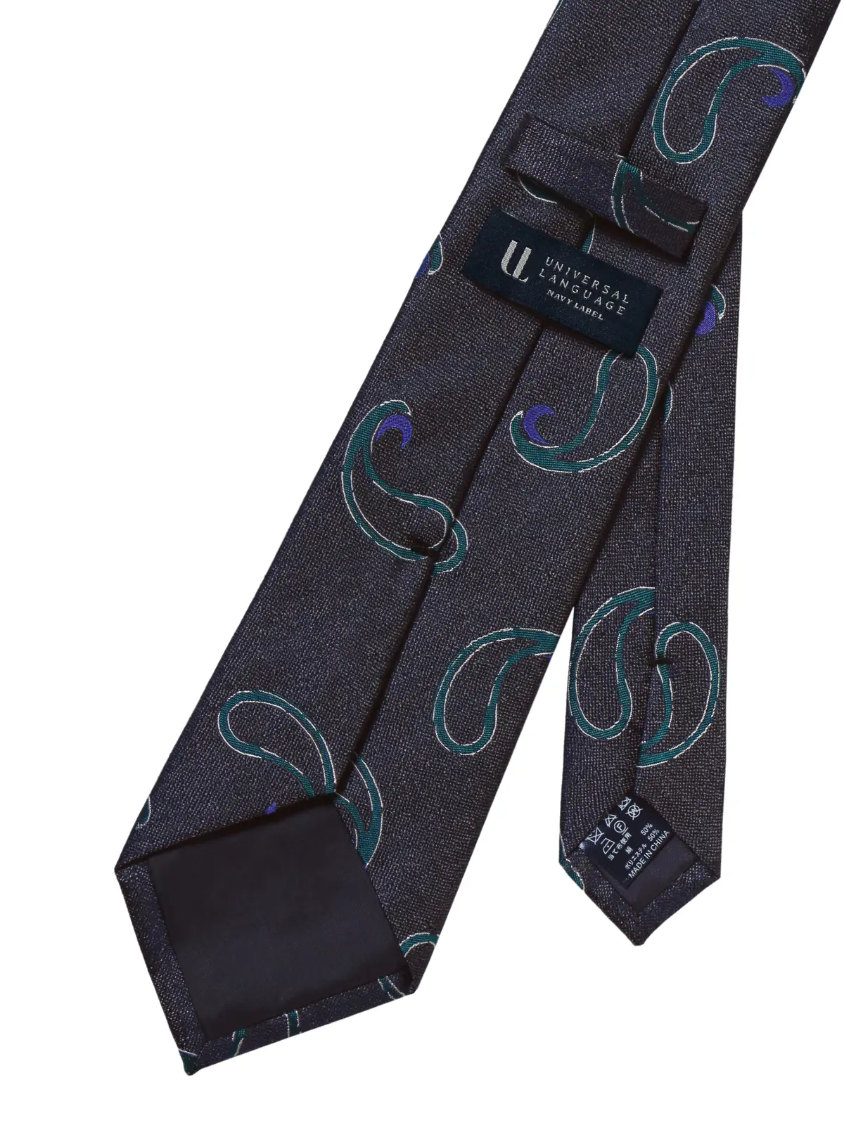 ネクタイ／シルクポリエステル／ペイズリー グレー 0