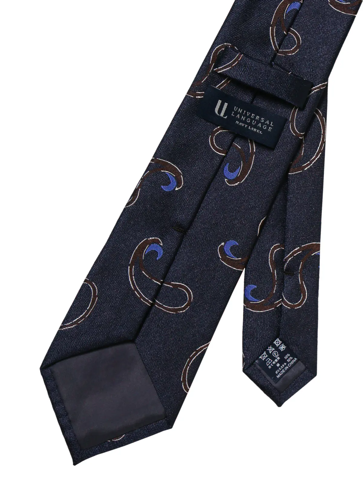 ネクタイ／シルクポリエステル／ペイズリー ネイビー 0