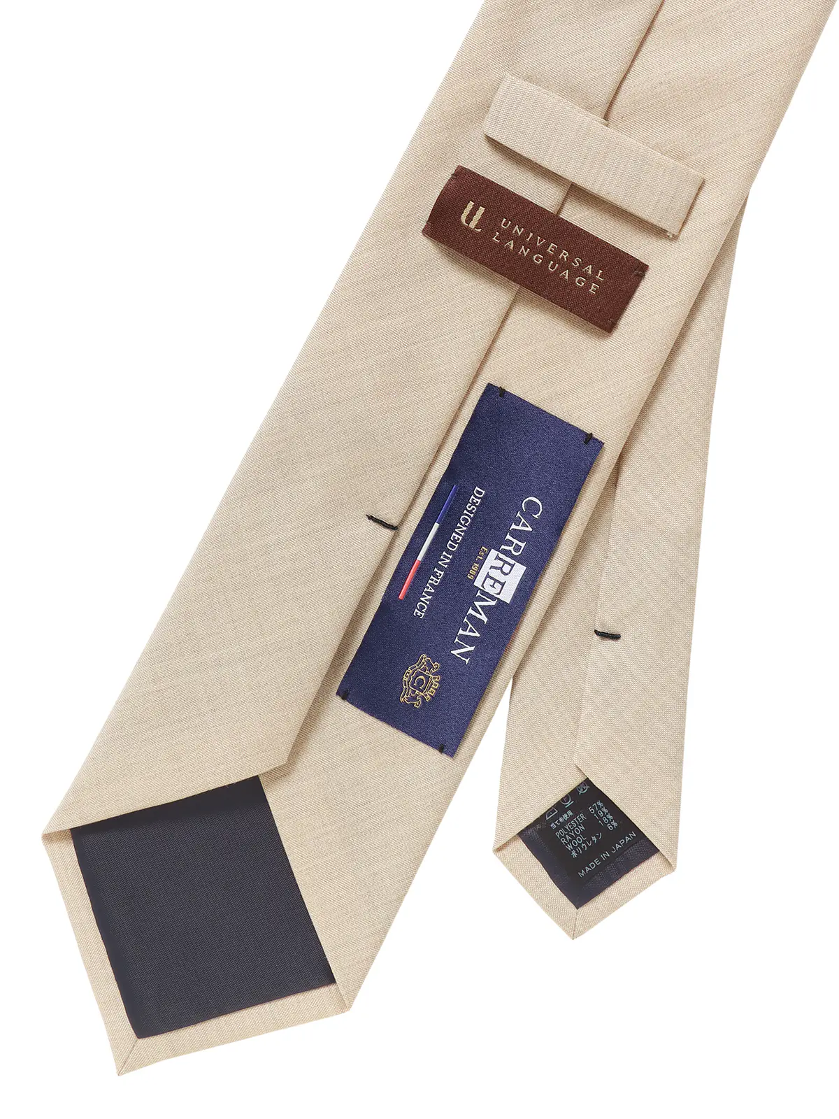 ネクタイ／Carreman／JAPAN MADE／ウールブレンド／無地 ベージュ 0