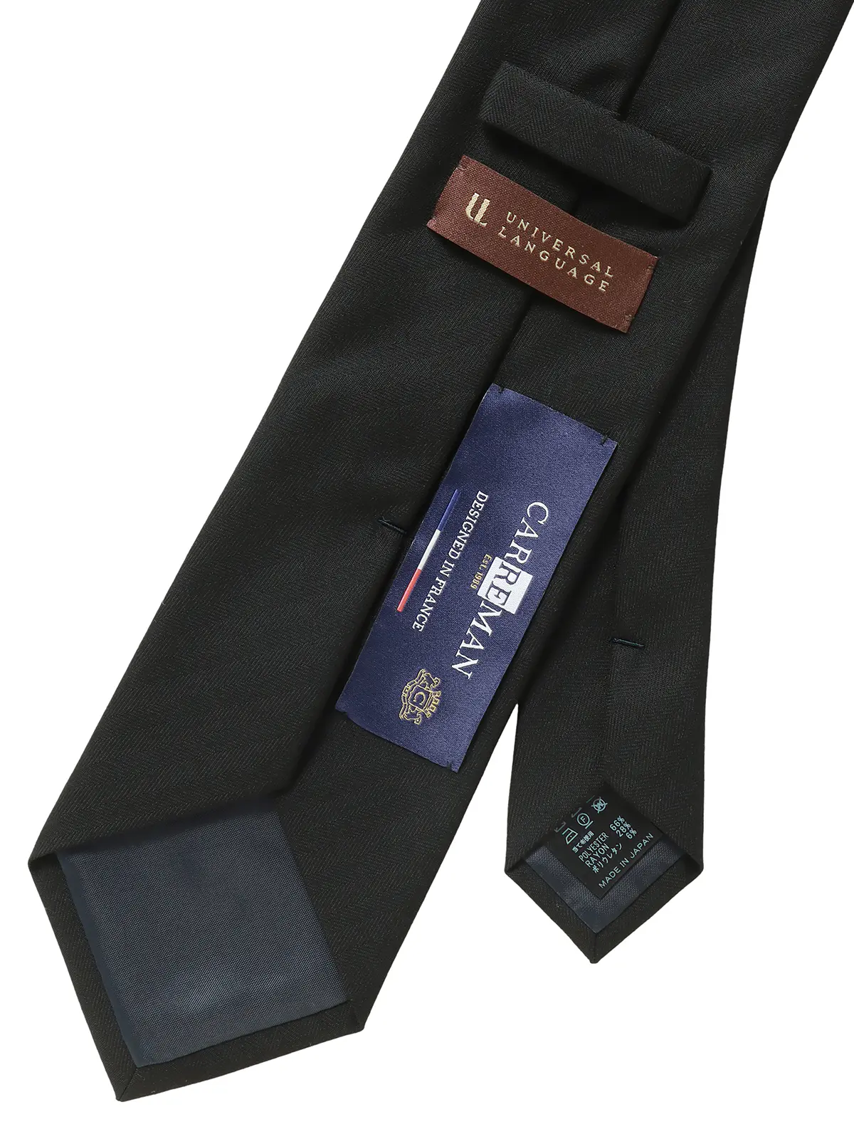 ネクタイ/Carreman/JAPAN MADE/ポリエステルレーヨン/織柄 ブラック 0