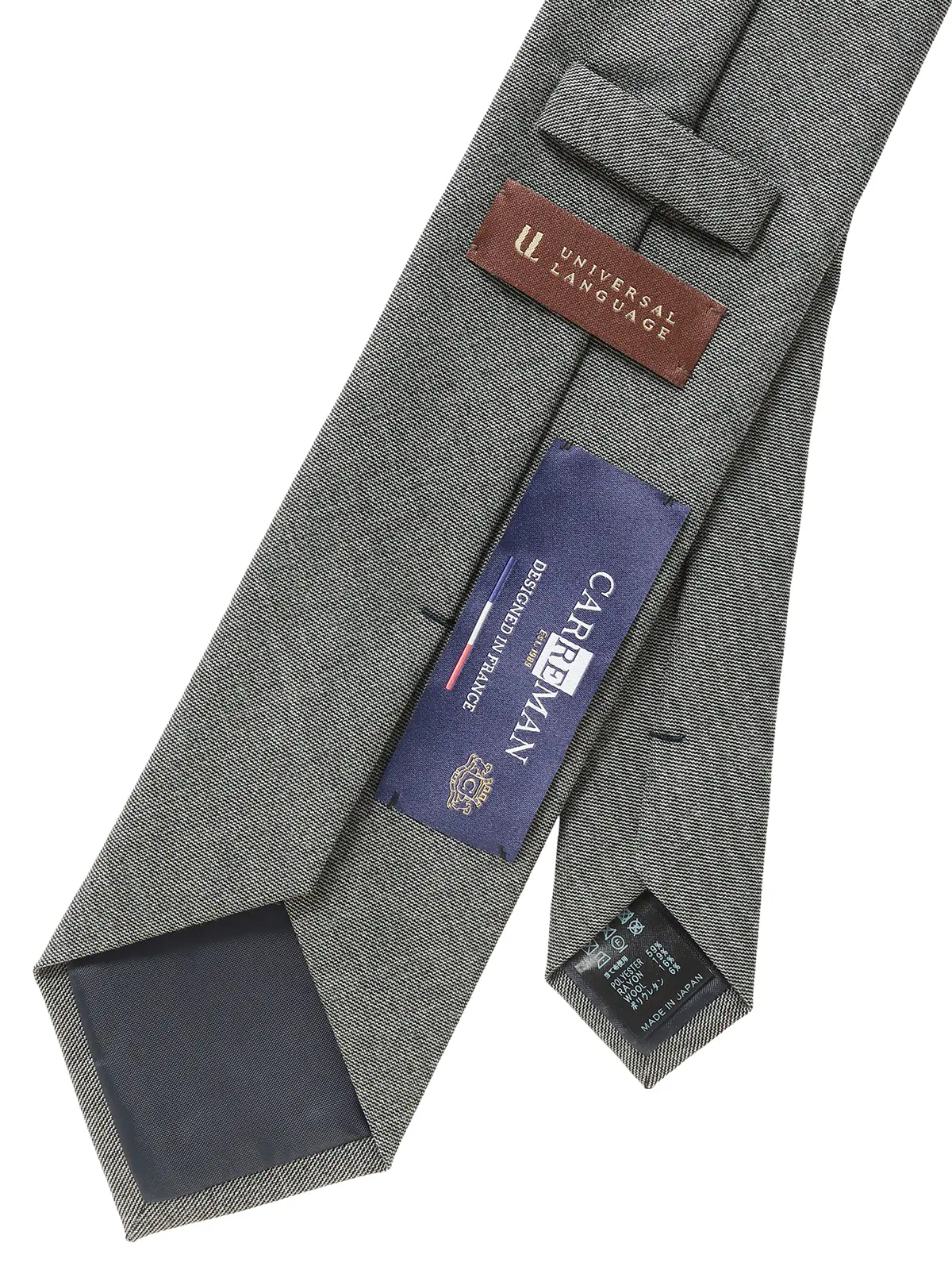 ネクタイ/Carreman/JAPAN MADE/ウールブレンド/無地 グレー 1