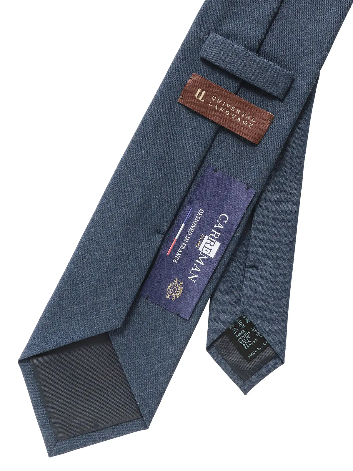 ネクタイ／Carreman／JAPAN MADE／ウールブレンド／無地 ブルー 0