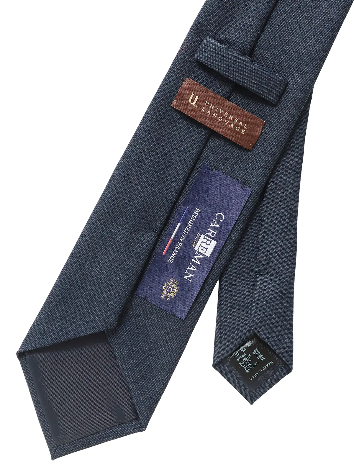 ネクタイ／Carreman／JAPAN MADE／ウールブレンド／無地 ネイビー 1