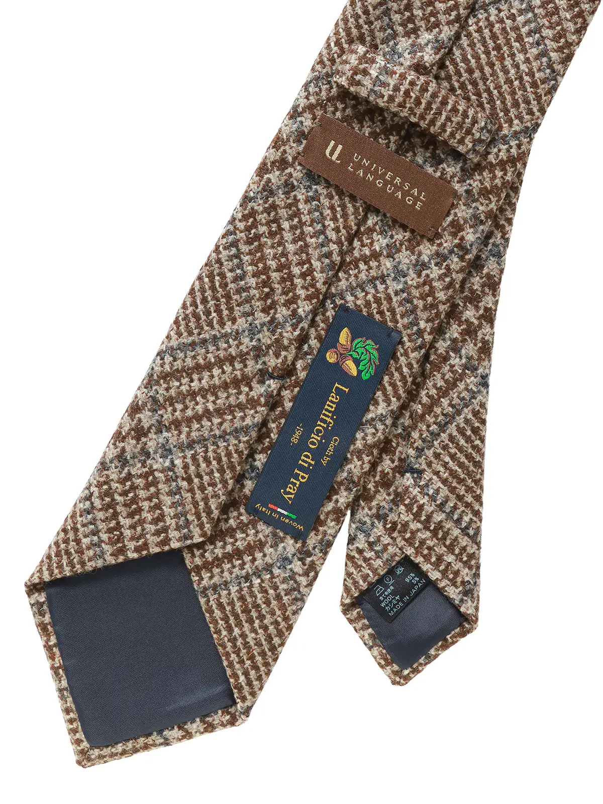 ネクタイ／Lanificio di Pray／JAPAN MADE／ウールカシミヤ／グレンチェック ブラウン 0