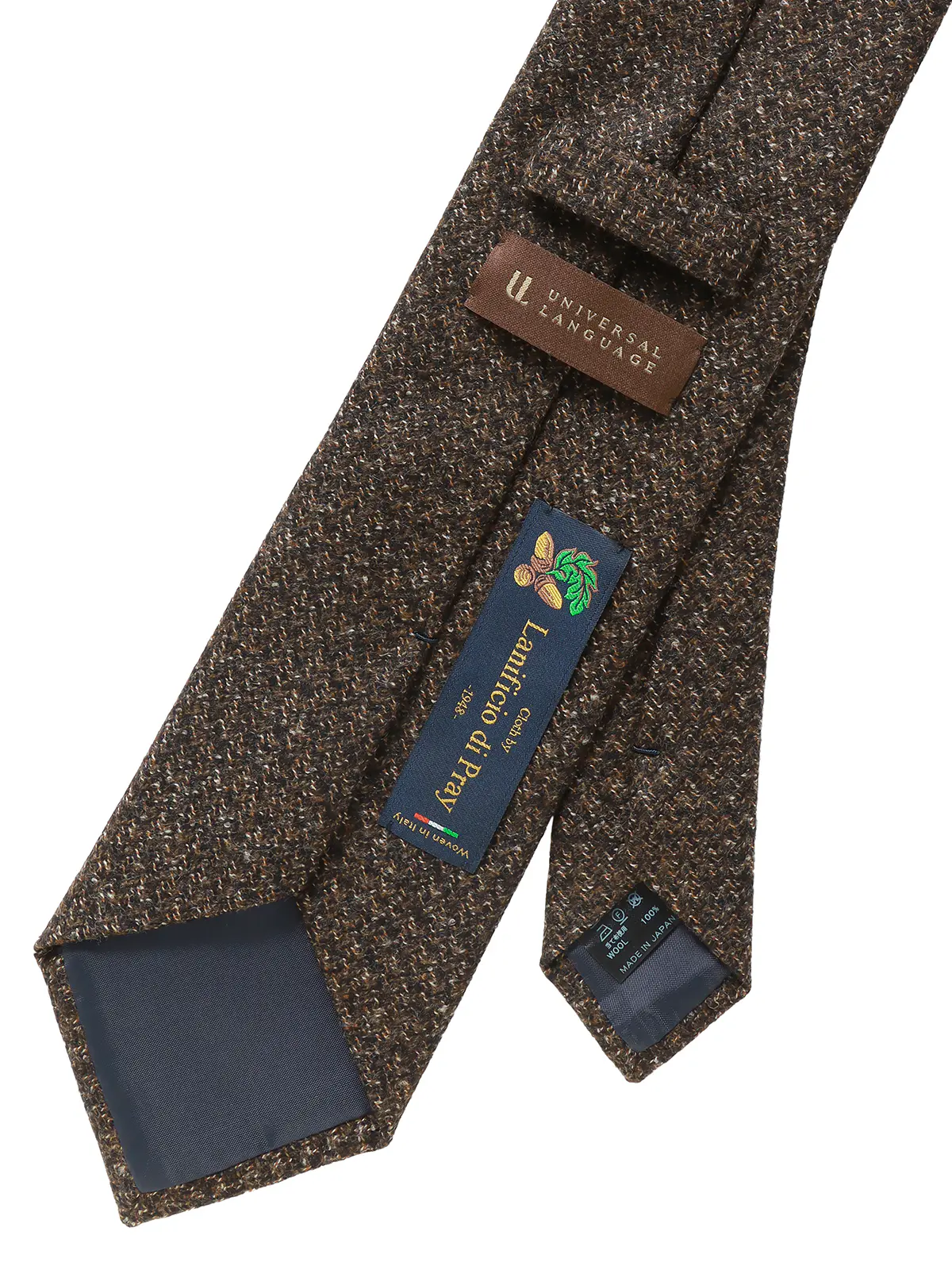 ネクタイ／Lanificio di Pray／JAPAN MADE／ウール／織柄 ブラウン 2