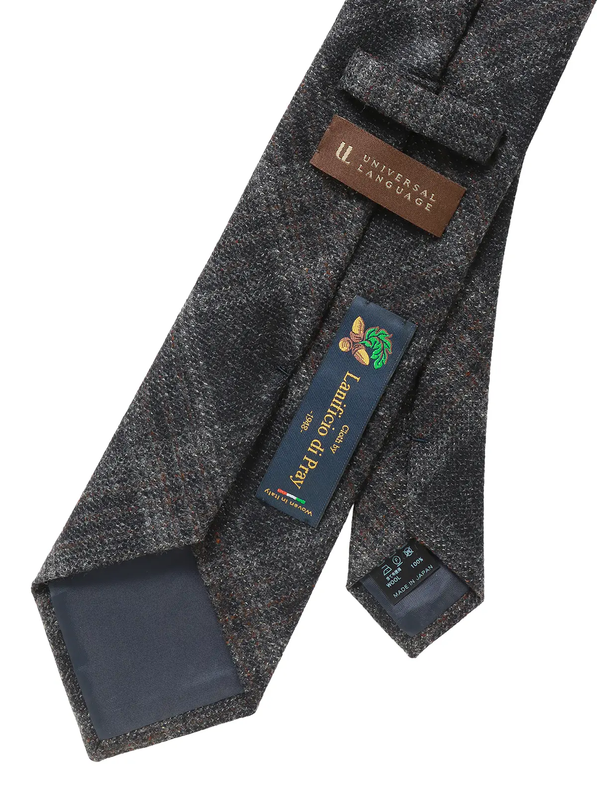 ネクタイ／Lanificio di Pray／JAPAN MADE／ウール／グレンチェック グレー 0