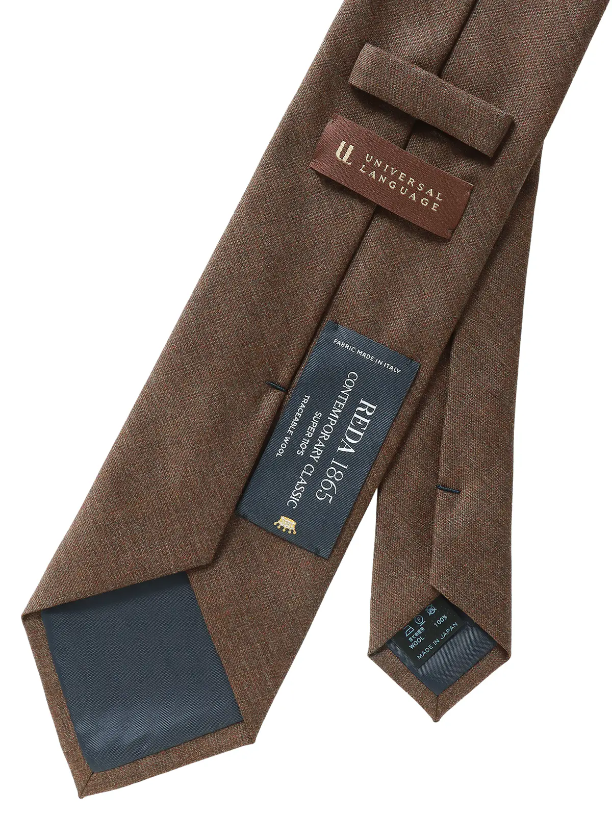 ネクタイ／REDA／JAPAN MADE／ウール／無地 ブラウン 1