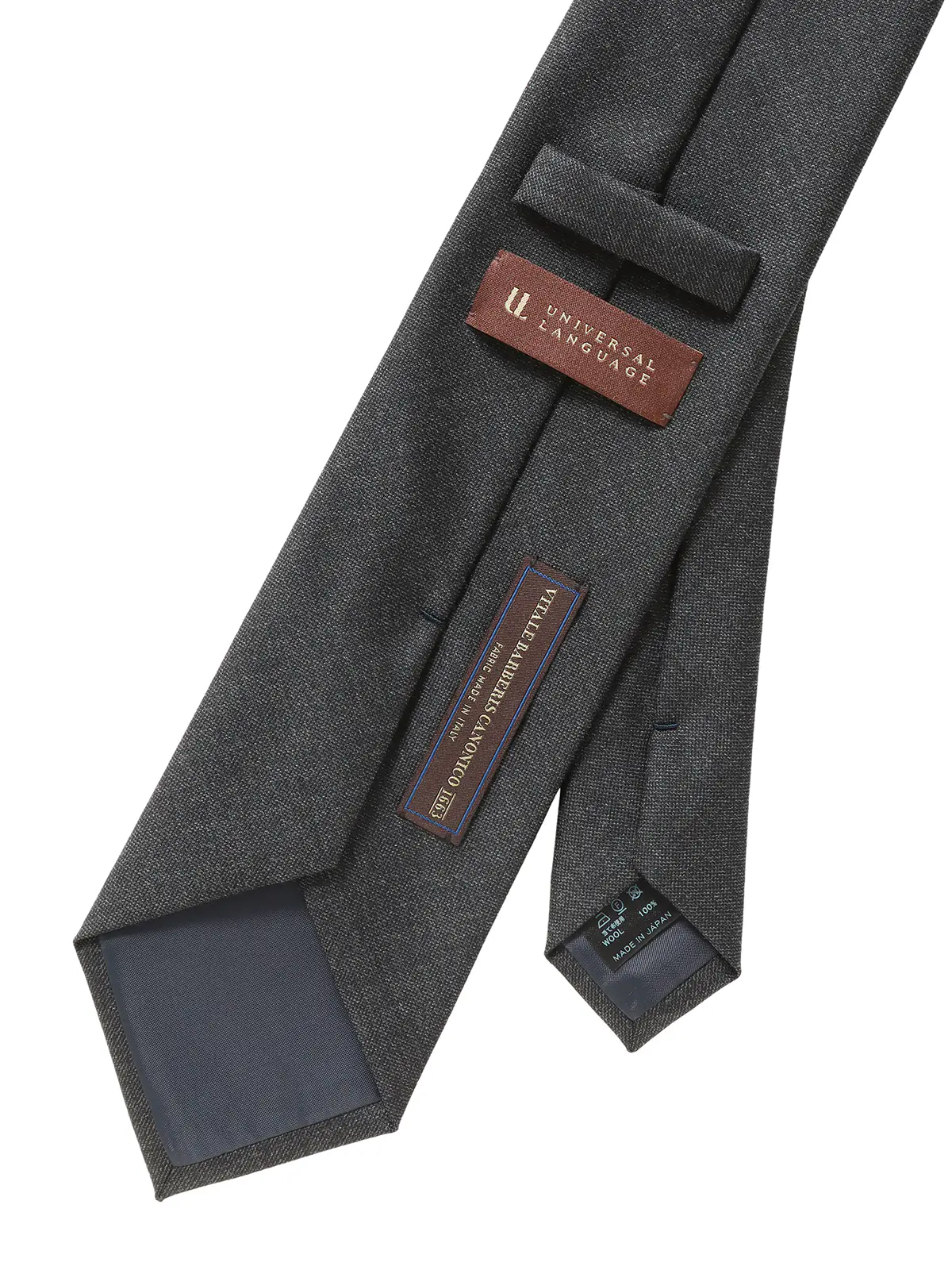 ネクタイ／CANONICO／JAPAN MADE／ウール／無地 チャコール 0