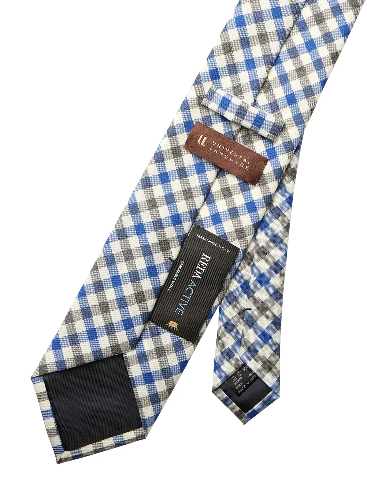 ネクタイ／REDA／JAPAN MADE／ウール／ギンガムチェック ブルー 0