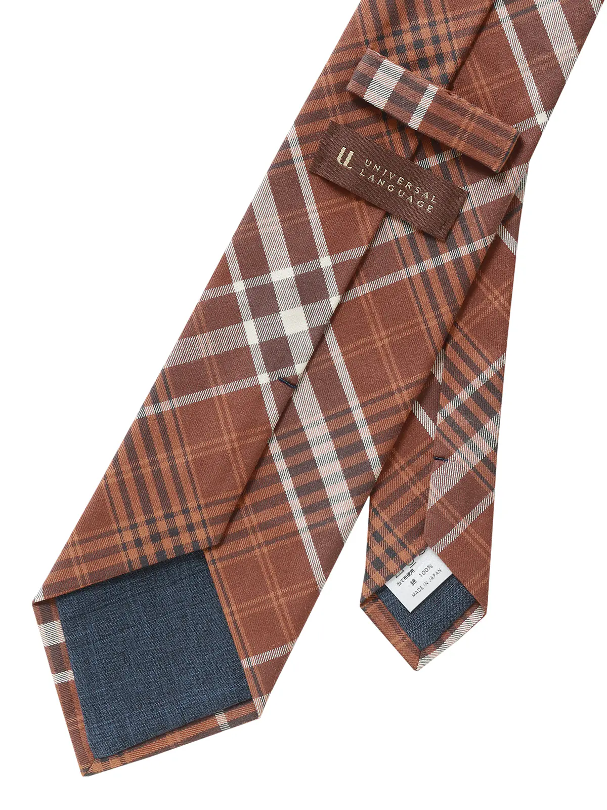 ネクタイ／JAPAN MADE／コットン／チェック ブラウン 0