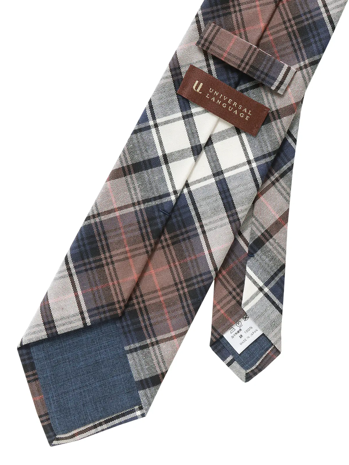 ネクタイ／JAPAN MADE／コットン／チェック ネイビー 0
