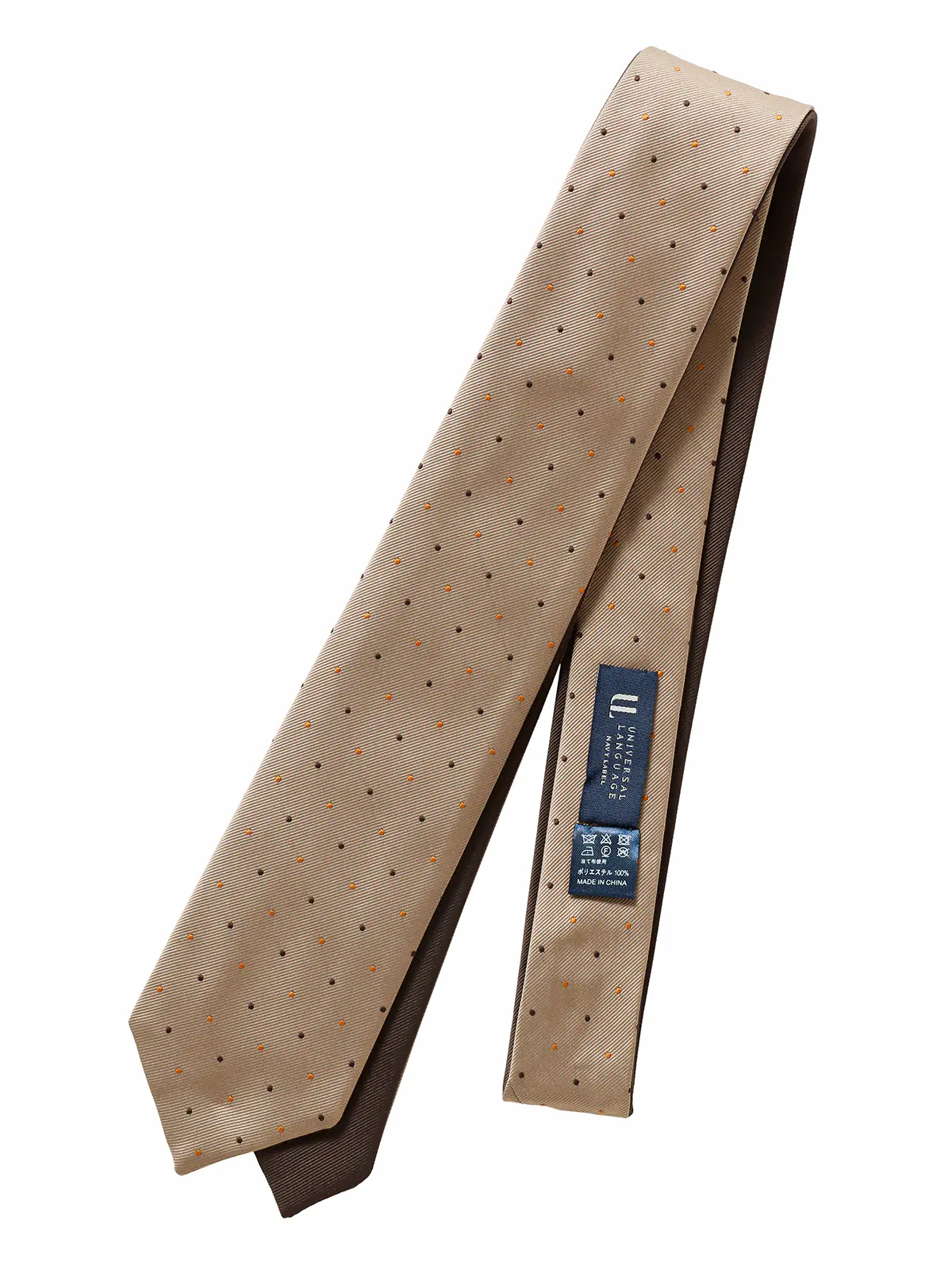リバーシブルタイ/ポリエステル/無地×ドット ブラウン 0