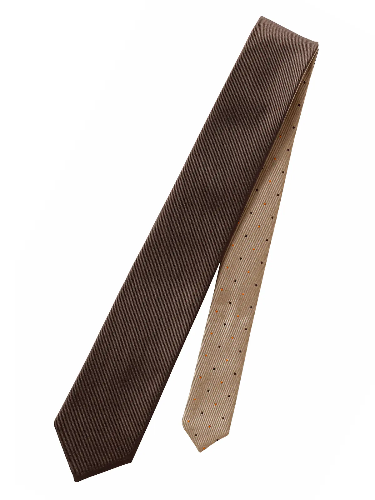 リバーシブルタイ/ポリエステル/無地×ドット ブラウン 0