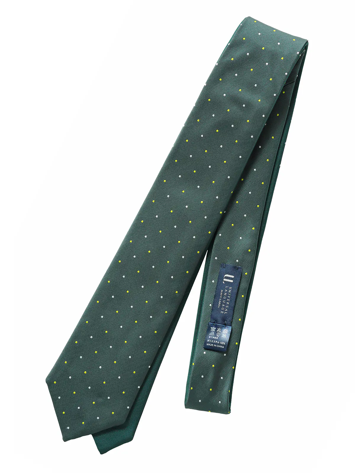 リバーシブルタイ／ポリエステル／無地×ドット グリーン 0