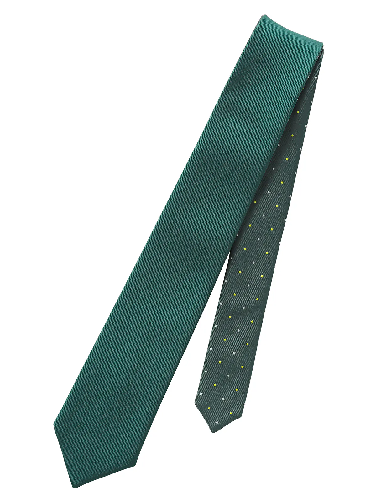 リバーシブルタイ／ポリエステル／無地×ドット グリーン 0