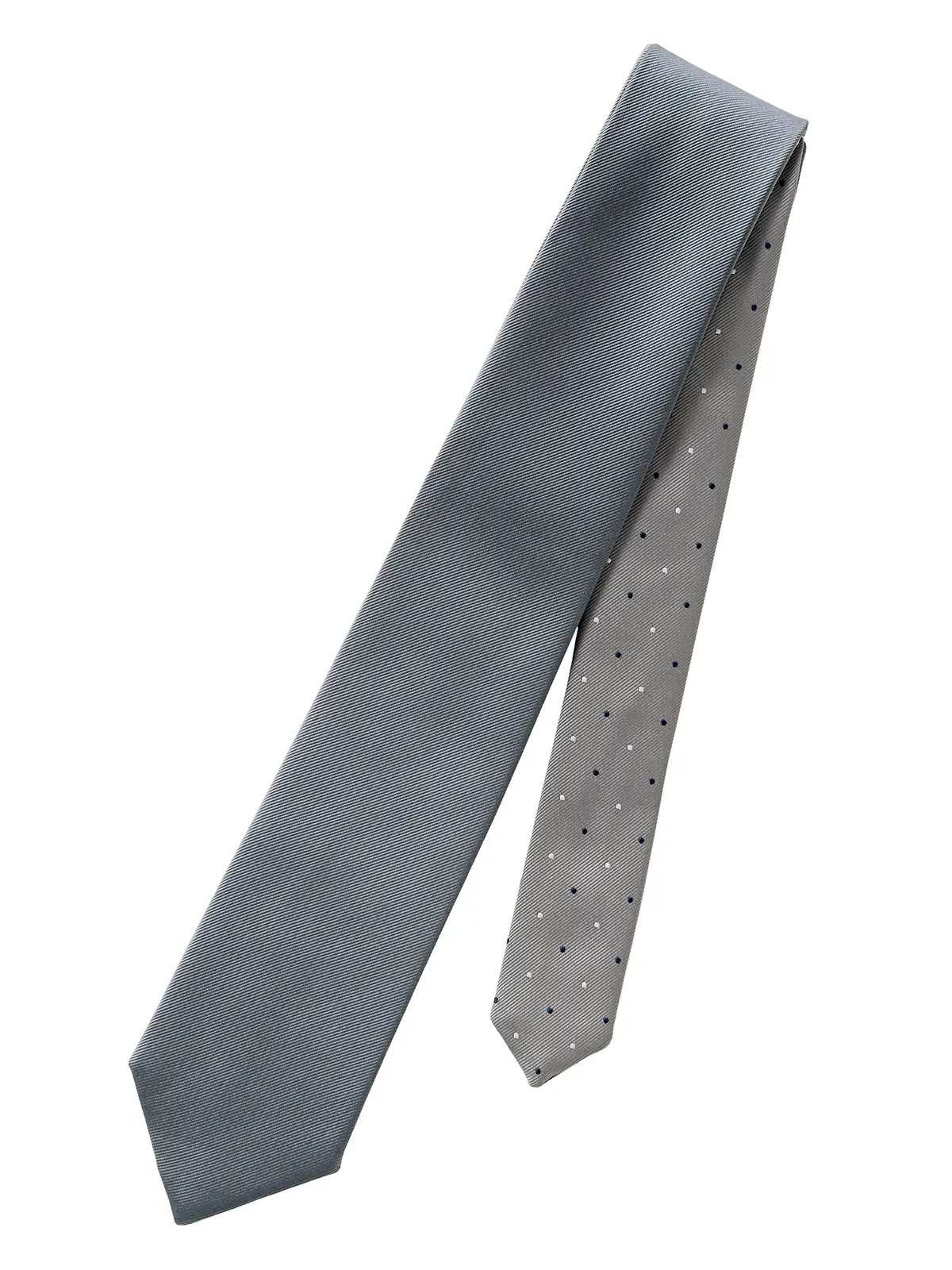 リバーシブルタイ／ポリエステル／無地×ドット グレー 0