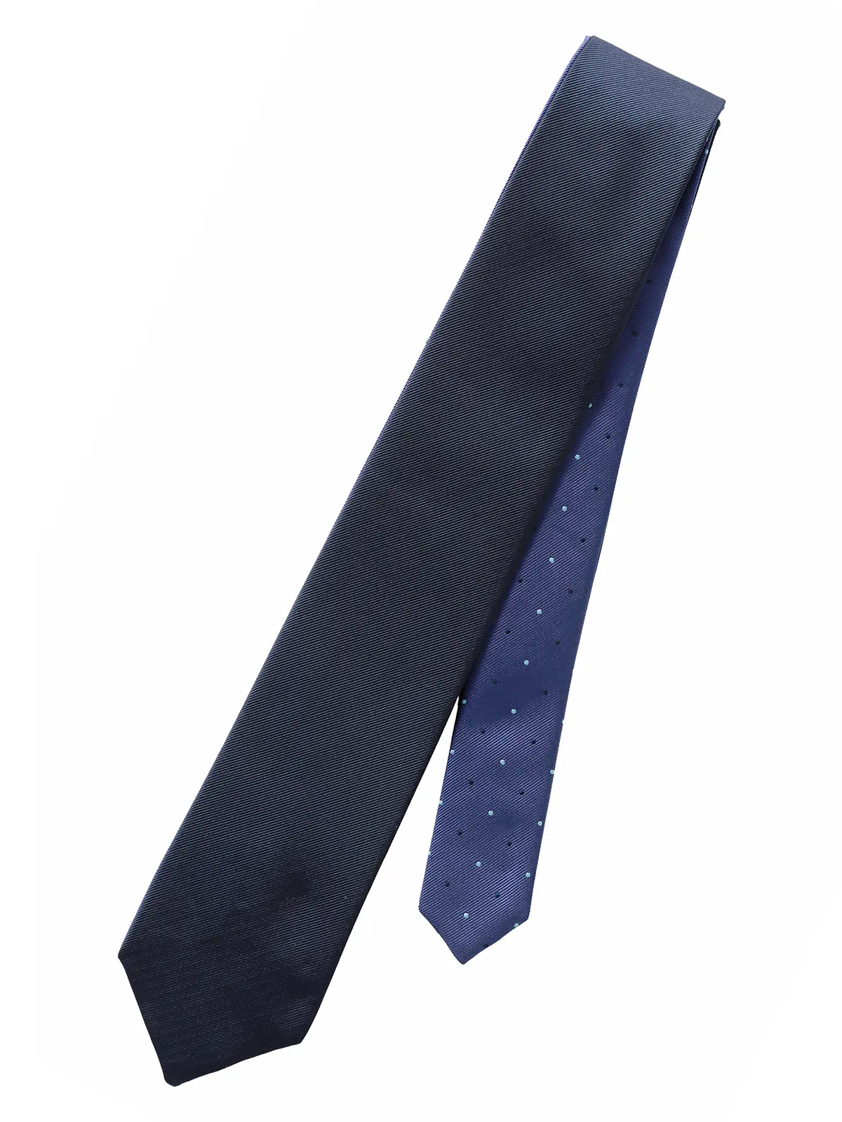 リバーシブルタイ／ポリエステル／無地×ドット ネイビー 0