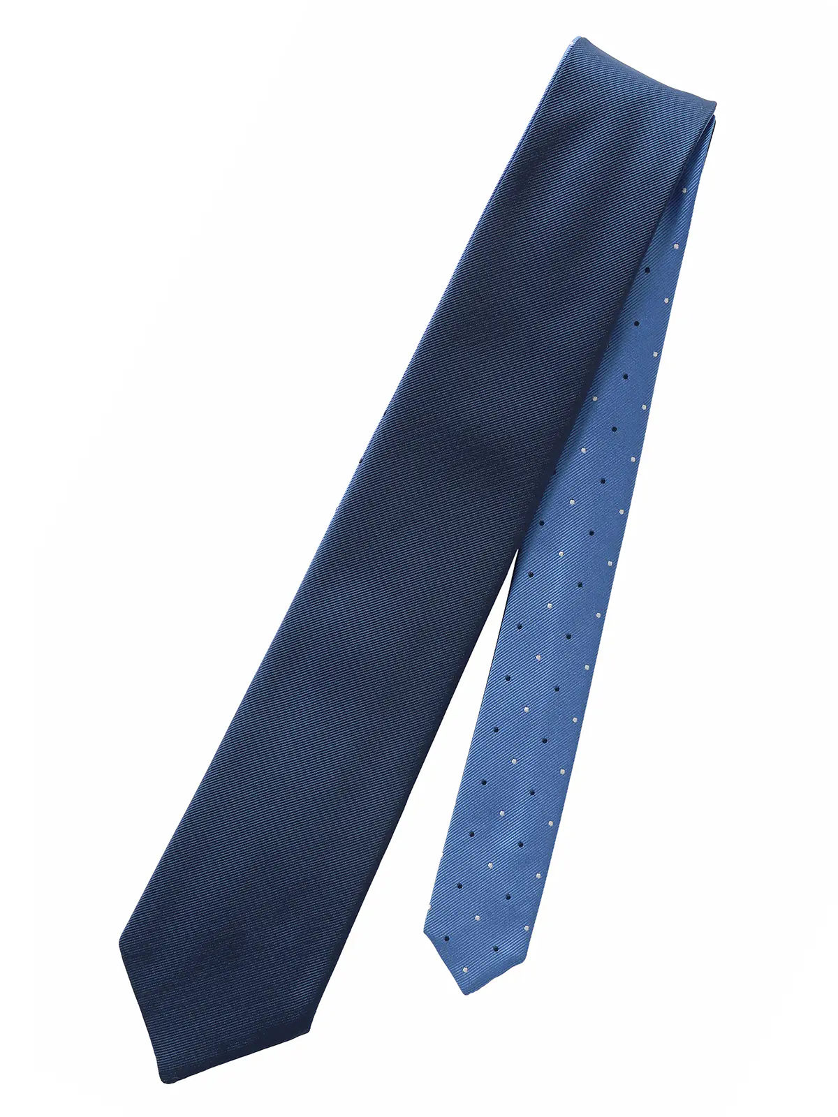 リバーシブルタイ／ポリエステル／無地×ドット ネイビー 1