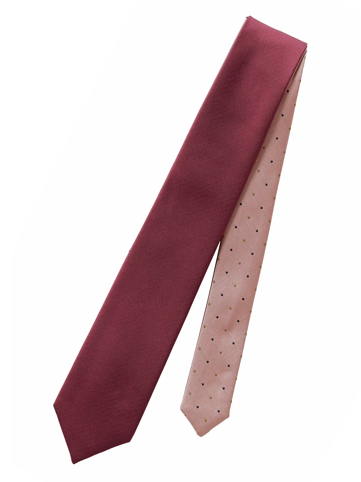 リバーシブルタイ／ポリエステル／無地×ドット レッド 0
