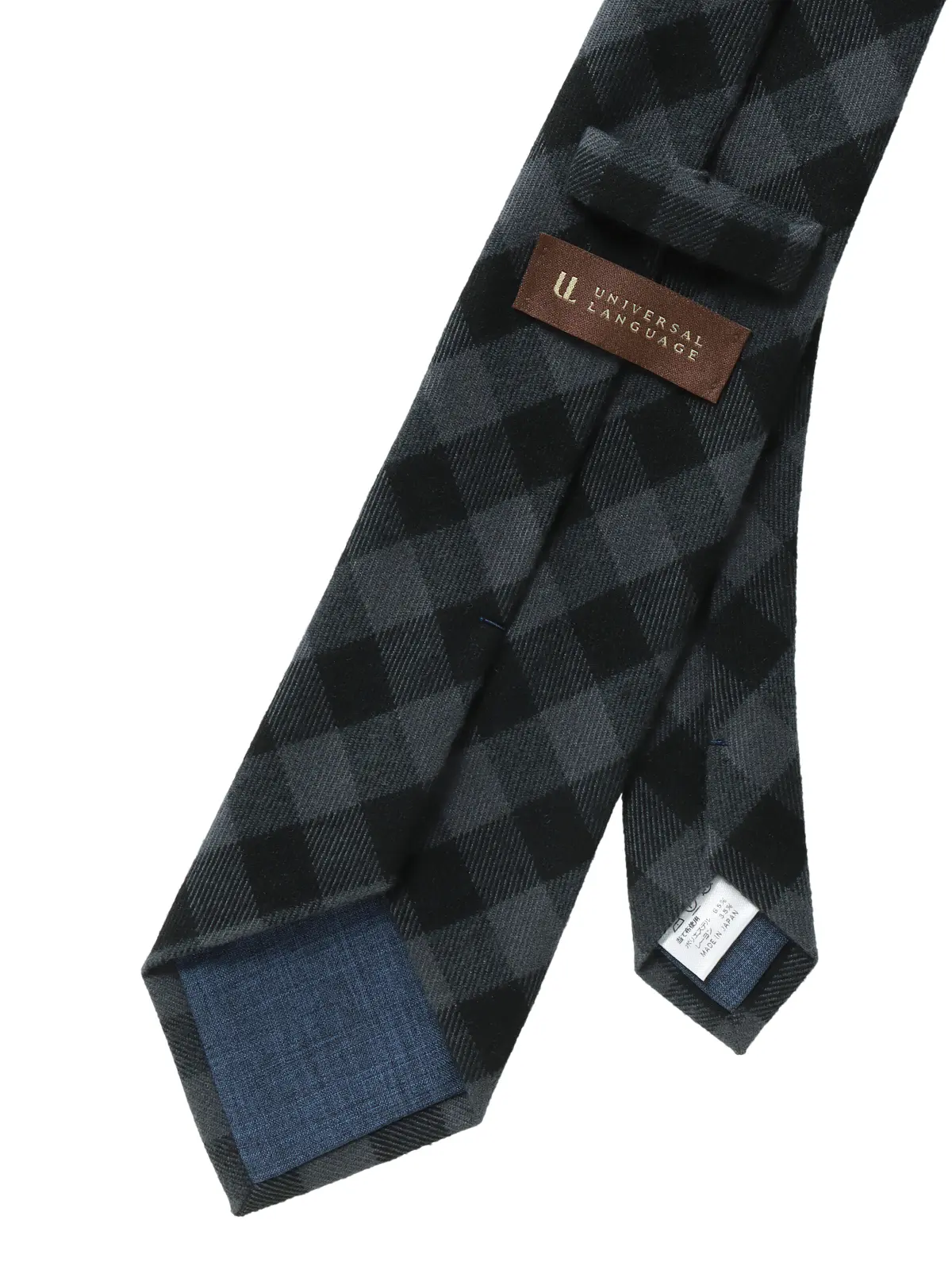 ネクタイ／JAPAN MADE／ポリエステルレーヨン／チェック グレー 0