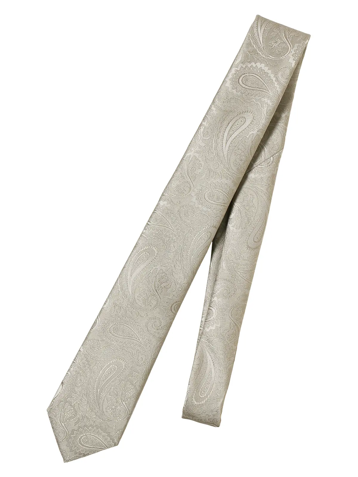 ナロータイ/ポリエステル/ペイズリー シルバー 0