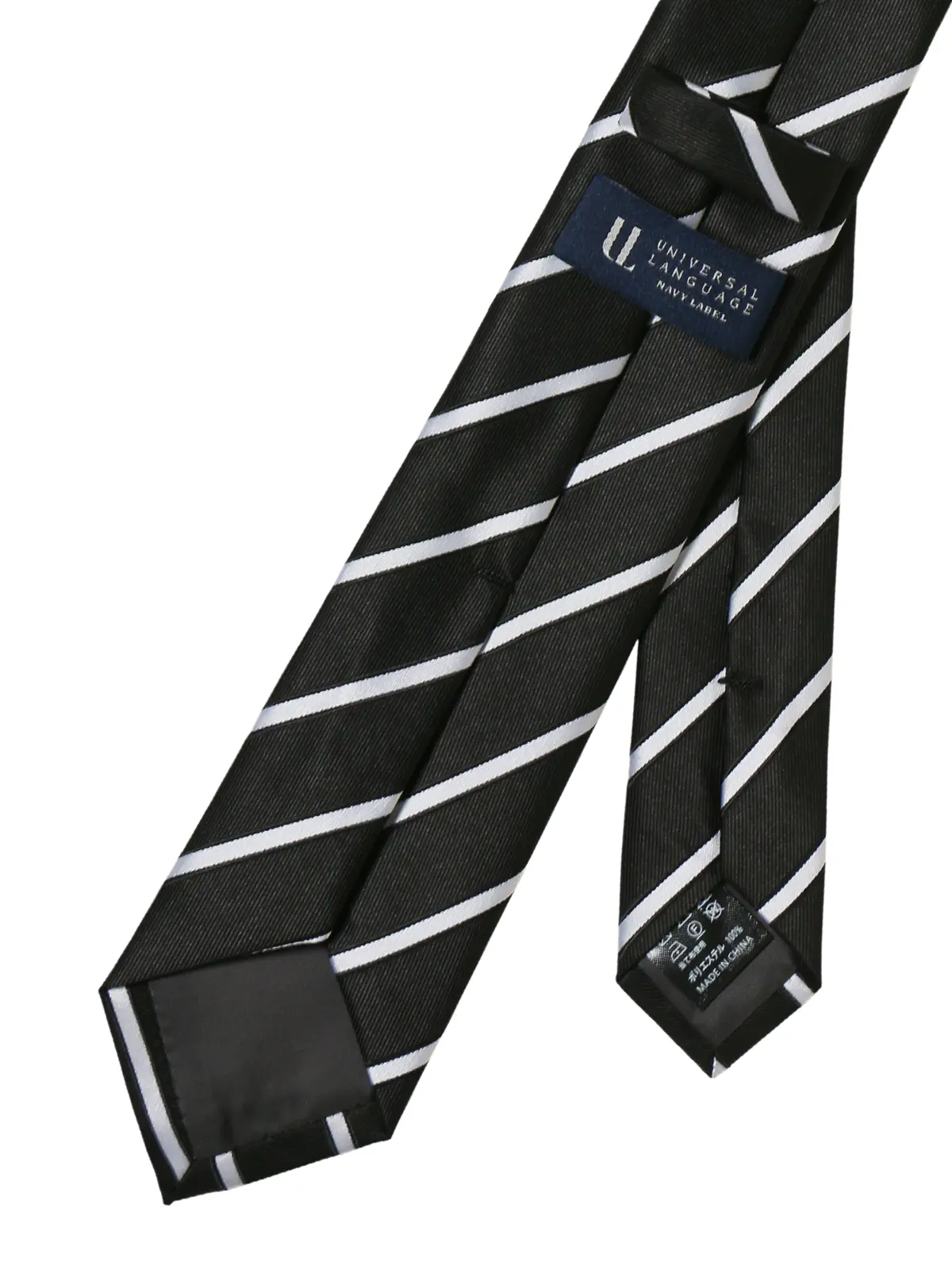 ナロータイ／ポリエステル／ストライプ ブラック 0