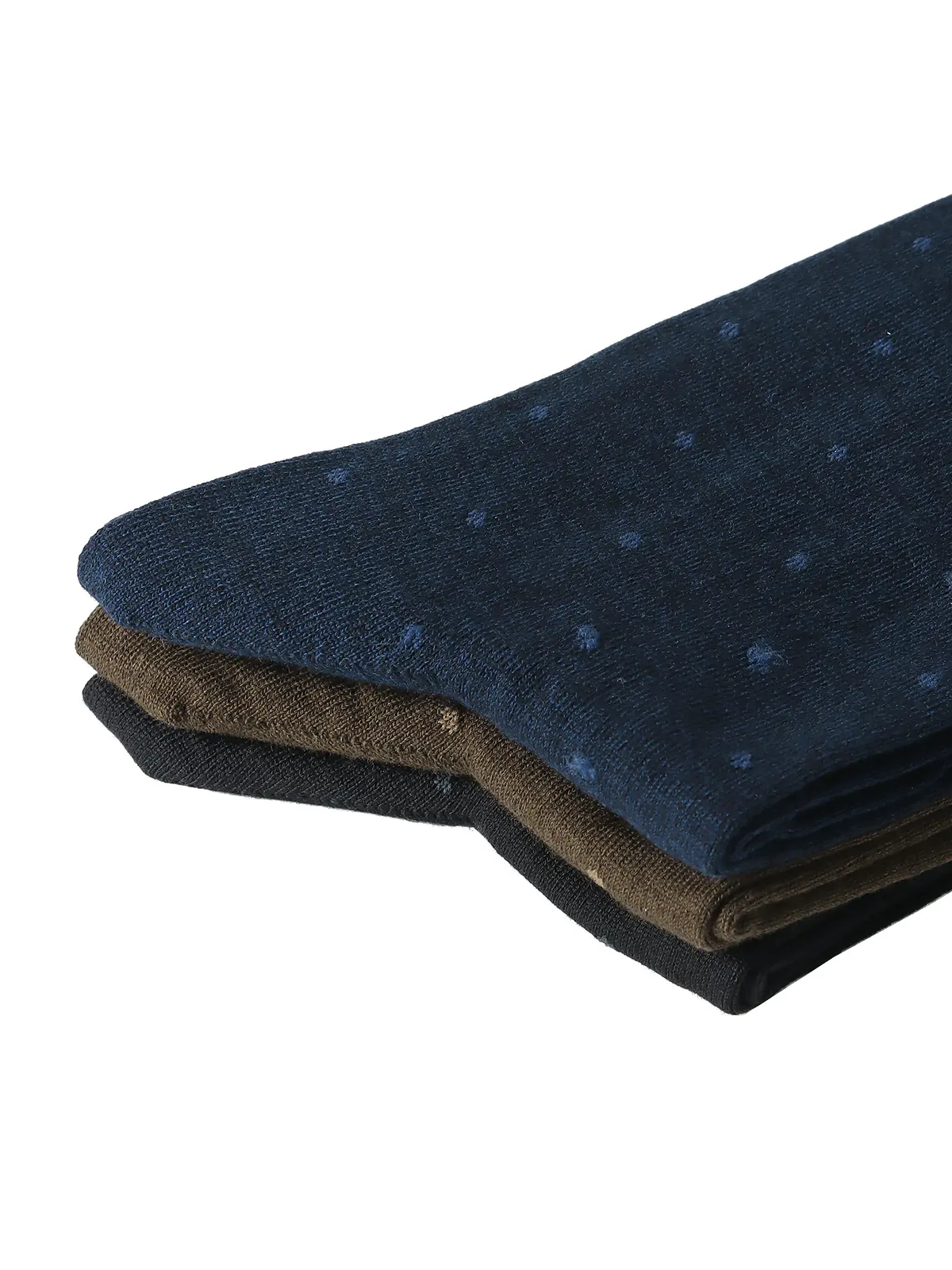 ソックス／3Pパック／フリーサイズ／抗菌／消臭／ドット ネイビー F