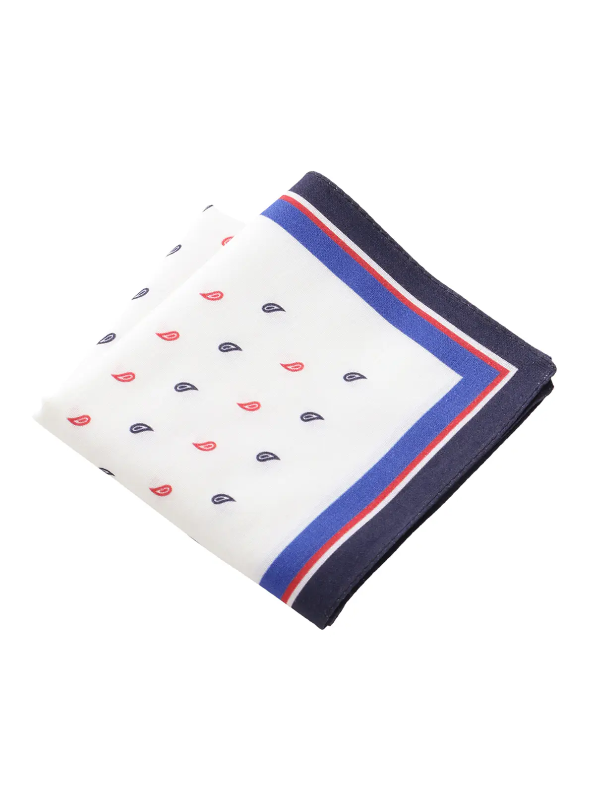 ハンカチ／Graziina／MADE IN ITALY／コットン／ペイズリー ブルー F