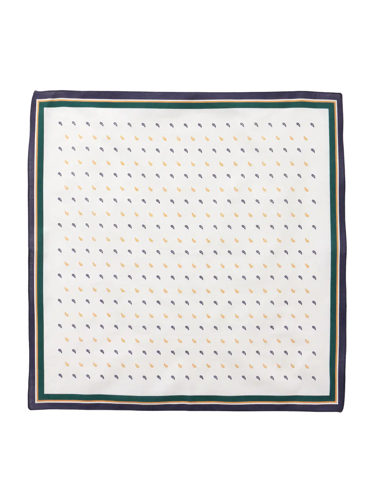 ハンカチ／Graziina／MADE IN ITALY／コットン／ペイズリー グリーン F