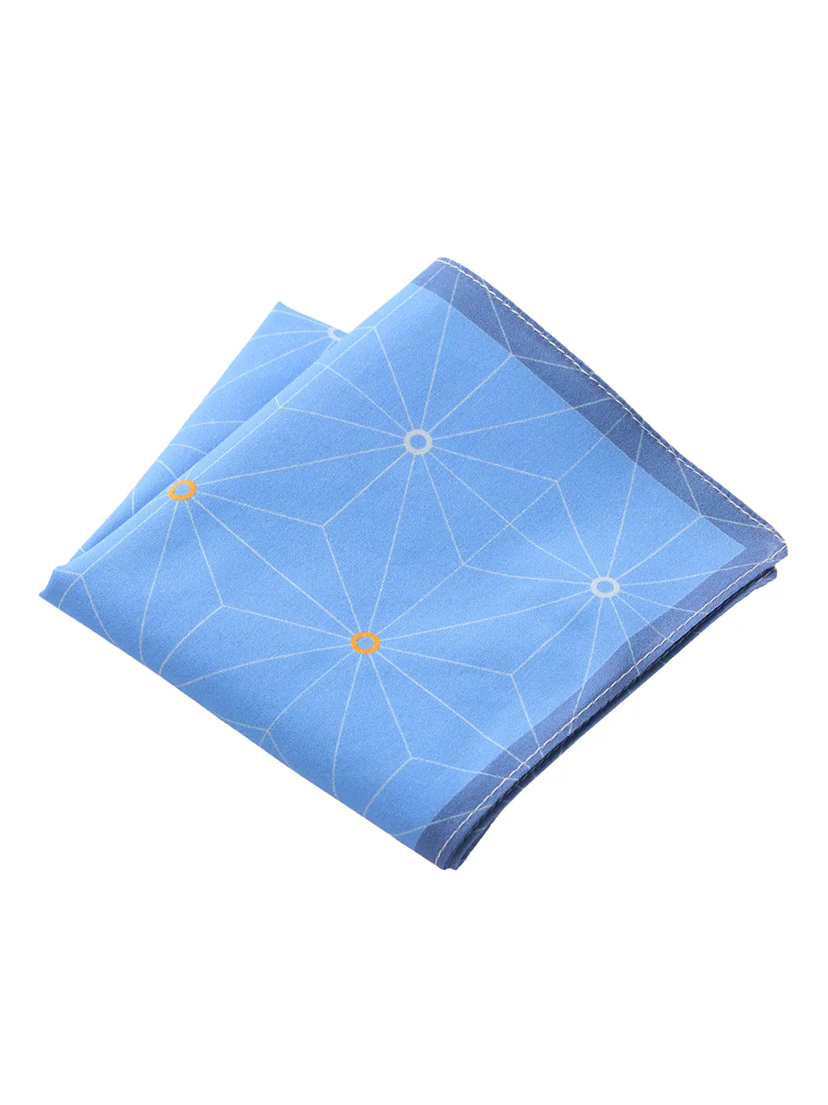 ハンカチ／Graziina／MADE IN ITALY／コットン／ジオメトリック ブルー F