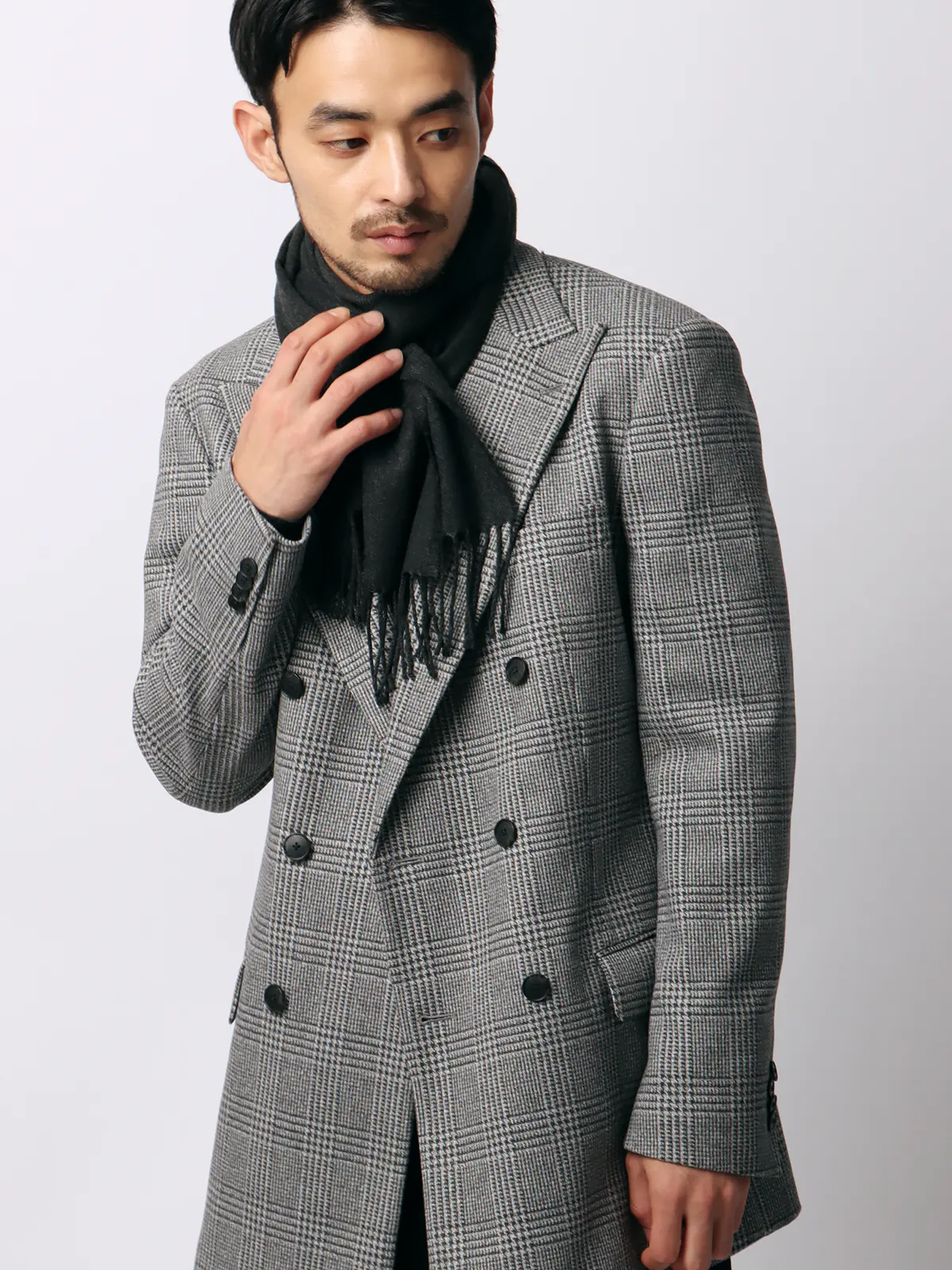 マフラー／アクリル／無地 チャコール F