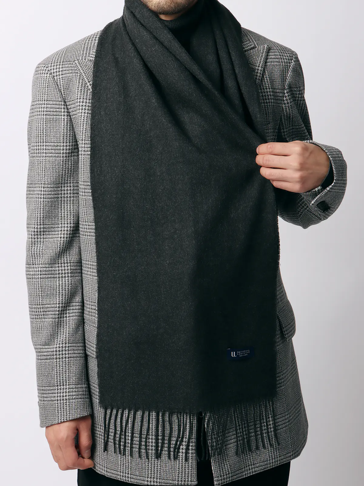 マフラー／アクリル／無地 チャコール F