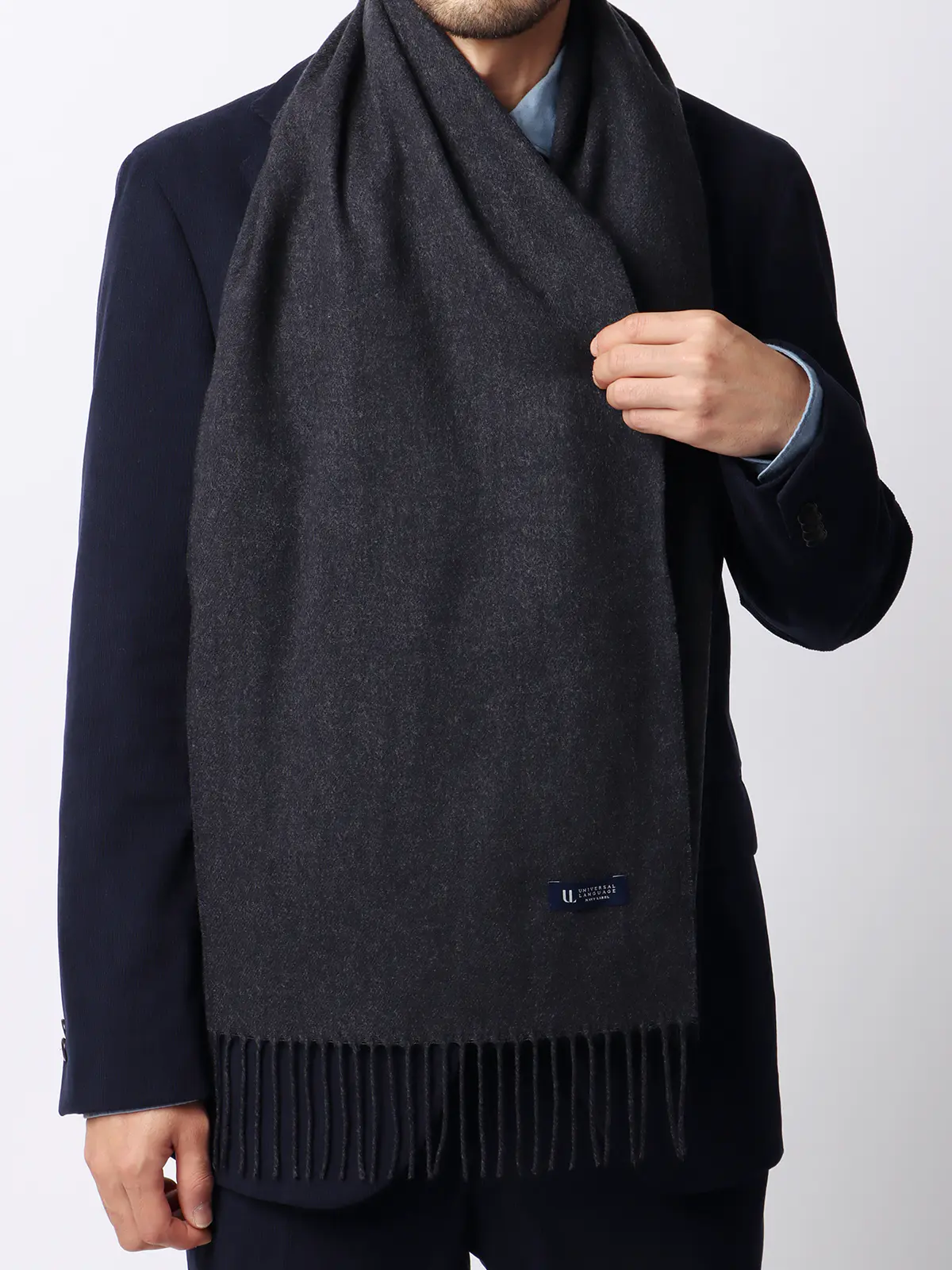 マフラー／アクリル／無地 グレー F