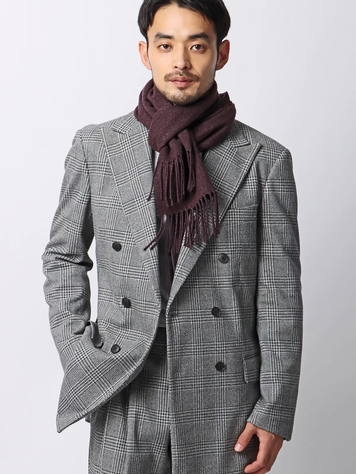 マフラー／アクリル／無地 ボルドー F